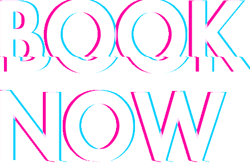 a moving logo in white letters that says book now